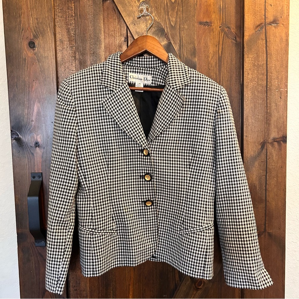 Christian Dior Houndstooth Blazer in Black and White